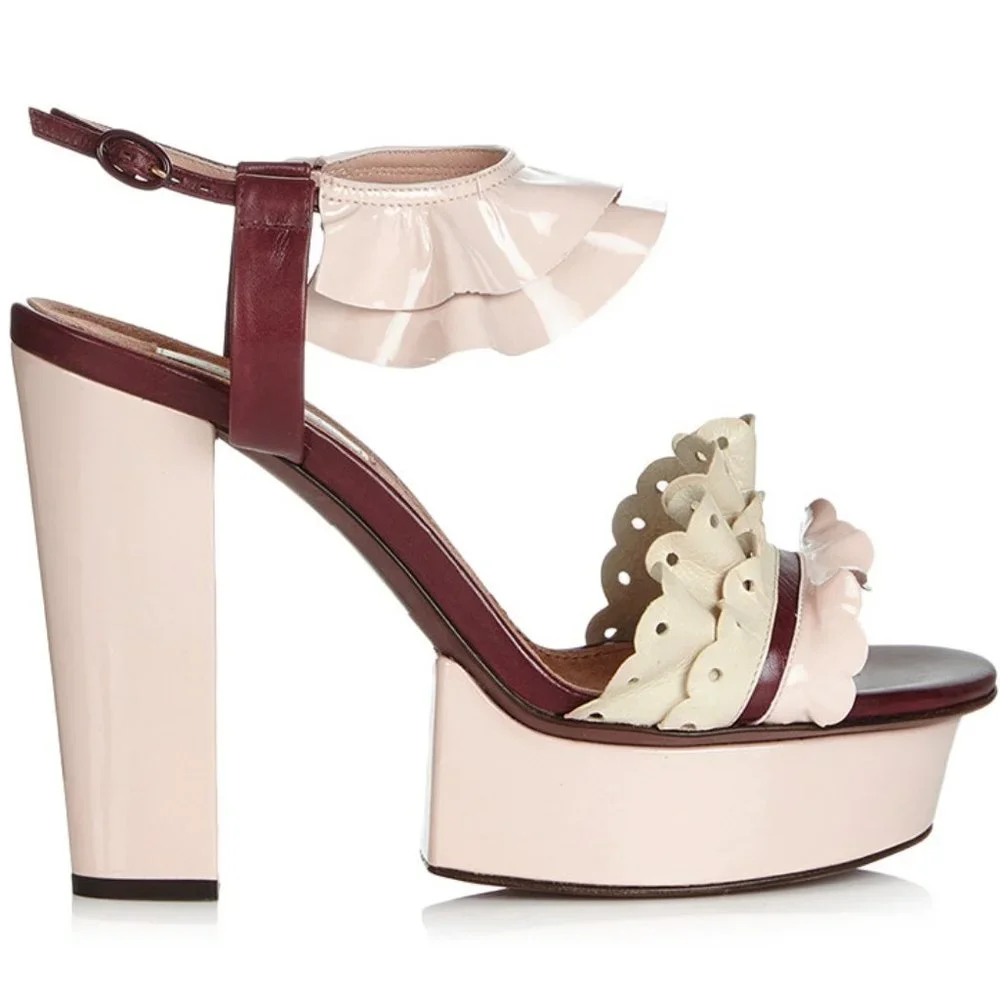 NIB Nina Ricci runway patent‎ leather platform sandals